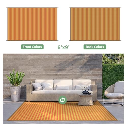 Image of GENIMO Fall Decor Outdoor Rug, Plastic Rugs for Patio, 6'x9' Orange