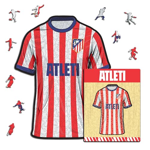 Iconic Puzzles, Atletico Madrid, Jersey, Officially Licensed Wooden Puzzle, 100% Sustainable - Image 2