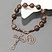 Nazareth Store Wood Beads One Decade Rosary Bracelet Handmade Car Mirror Catholic Prayer Beads with Jesus Cross and St. Joseph Medal Travel-Friendly, Durable Wooden Chaplet