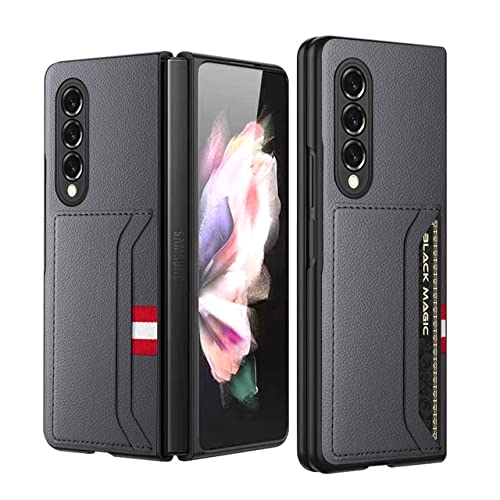Coque Samsung Z Fold 4 antichoc et antidérapante en cuir gris mat