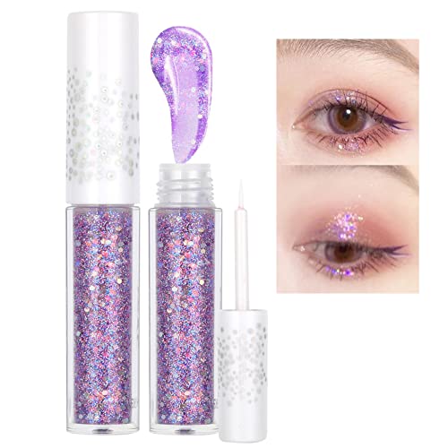 Geeneiya Glitter Liquid Eyeshadow Korean Eye Makeup Glitter Magical Purple Liquid Eyeliner, Pigmented, Long Lasting, Quick Drying, Loose Glitter Glue For Crystals Eyemakeup (Bright Purple 08) #TOP25