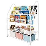 aboxoo Metal Kids Bookshelf Freestanding Bookcase for Children Room 32 in Toy Organizer Large Modern