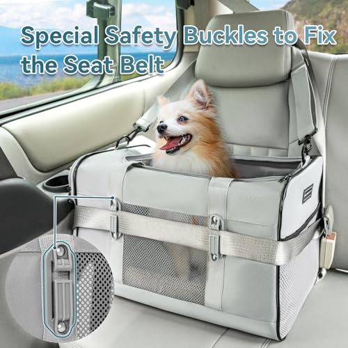 Petsfit Travel Pet Carrier for Large Cats (up to 20 lbs), Soft-Sided Dog Car Travel Carrier with Patented Buckle and Soft Padding, Ideal for Car Road Trips,19X12X12 Inch,Gray - Image 4