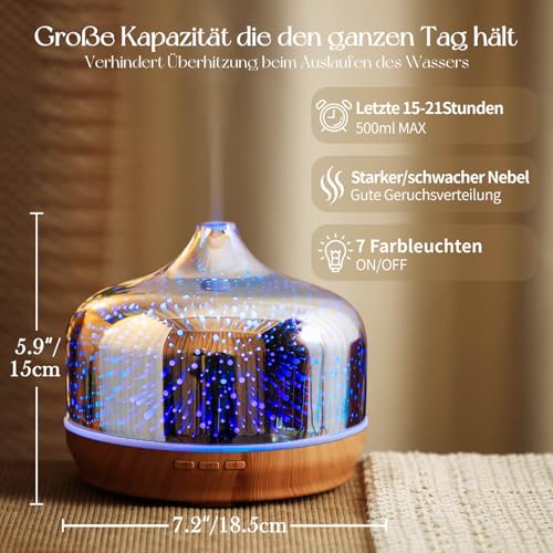 Porseme Verre Diffuseur Huiles Essentielles 500ml,Grand Humidificateur – vue 2