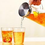 GuDoQi 1.4L Carafe d'eau, Borosilicate de verre Pitcher avec lis, Iced Tea Patcher, boisson froide chaude Café Boissons Carafe
