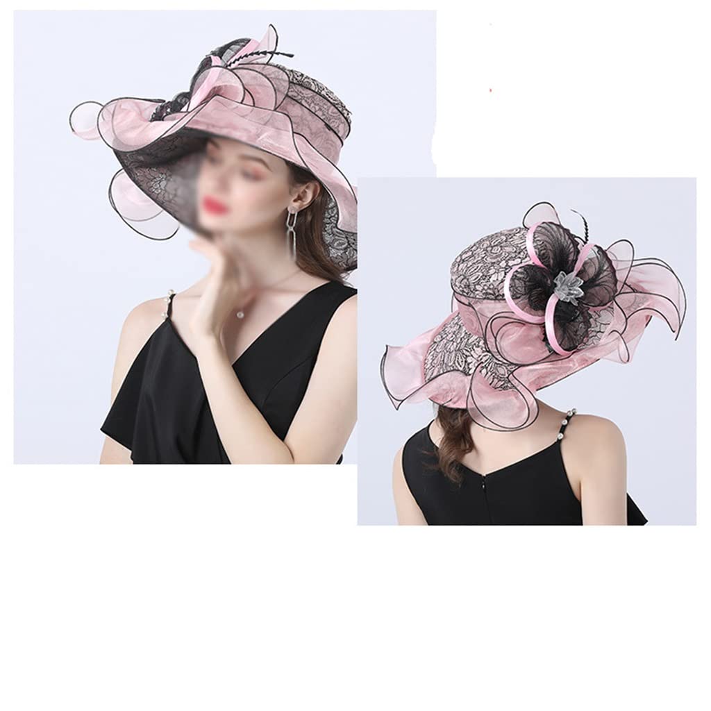 Cappello da Donna con Cornice Estiva in Pizzo Riccio Casual Cappello Parasole per Appuntamenti con Temperamento per Feste