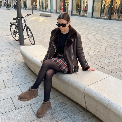 Image of CUSHIONAIRE Hip-3 Genuine Suede Leather Ankle Boots for Women - Pull On Cozy Faux Fur Boots Womens Shoes with Comfortable Memory Foam