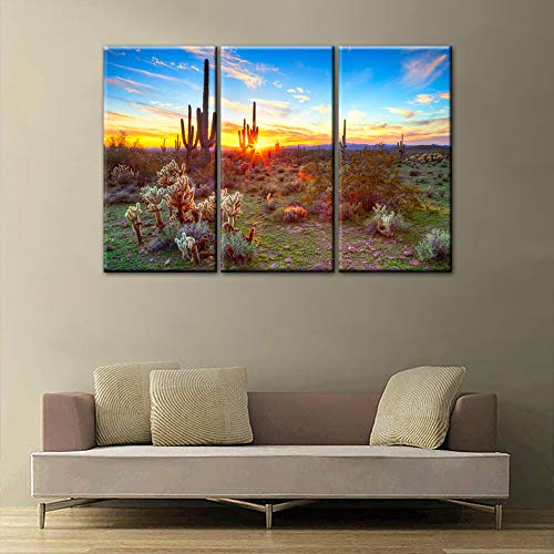 Rustic Home Decor Saguaros At Sunset In Sonoran Desert Paintings 1 Panel Canvas Wall Art Dreamlike Pictures Modern Artwork Home Decor For Living Room Giclee Framed Posters And Prints(24''X36'') #TOP2