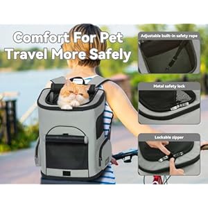   PETSFIT-Cat-Carrier-Backpack-with-Upgraded-Waist-Protection-Pet-Carrier-Backpack-Designed-for-Small-DogsCats-Fully-Ventilated-Collapsible-Dog-Backpack-for-Outdoor-Traveling-Hiking-CampingGrey