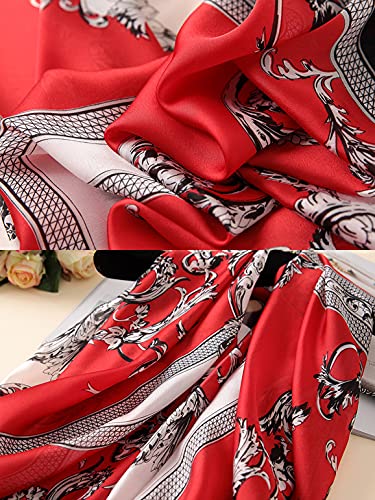 Image of ZDMHSH Fashion Scarves Scarf 100% Silk Feeling Scarf Silk Like Scarves Long Lightweight Sunscreen Shawls for Women