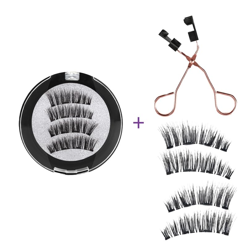 Miniatura 7 de Cuatro pestañas postizas de succión magnética no necesitan lápiz delineador de ojos, no necesitan pegamento, aspecto natural, ligero, fácil de