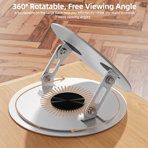 Bettdow Projektorständer Aus Karbonstahl, Mit 6,35 mm Schraube, 360° Drehbare Basis, Verstellbarer Projektor Halterung mit Einfacher Einrichtung, Geeignet Für Die Meisten Beamer, Silber