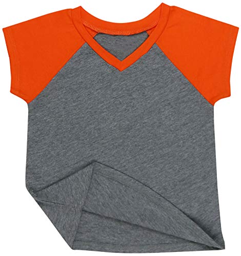 Image of ToBeInStyle Kids Boys Girls Cotton Jersey Contrast Raglan V-Neck Tee T-Shirts