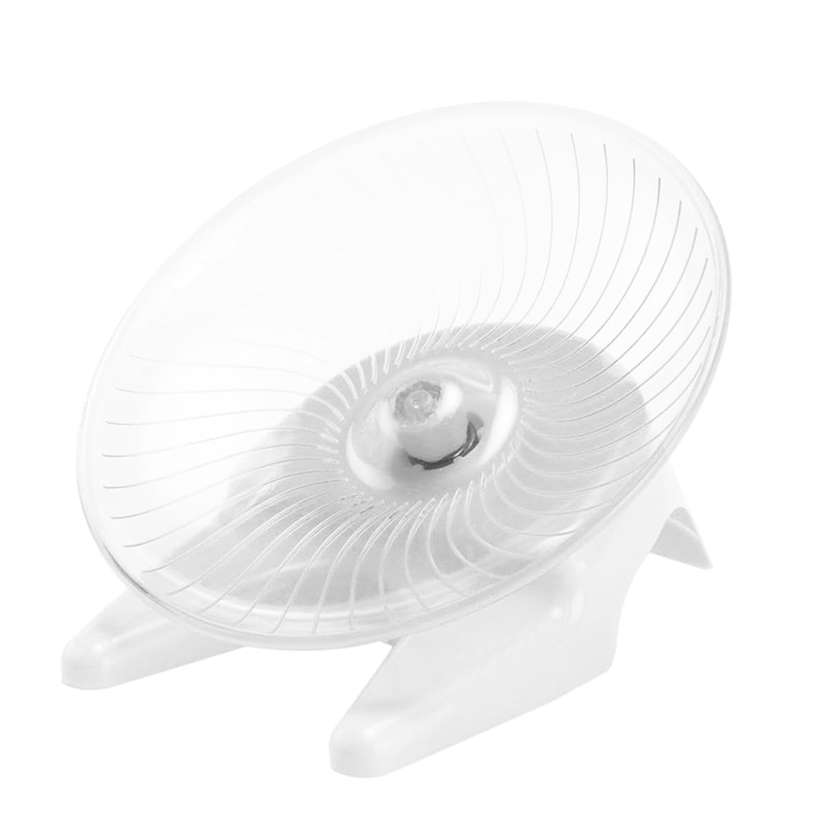 Silent Hamster Exercise Spinner Wheel with Stand, Hamster Running Wheels Anti-Slip Transparent Wheels for Hamsters Exercise Indoor Hamster Toys (White)
