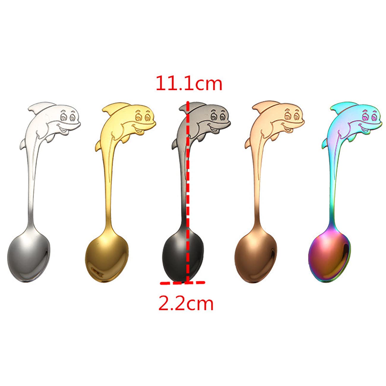 2PCS Cartoon dolphin Shape Teaspoons 4.4
