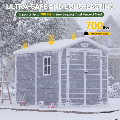 Aoxun Resin Outdoor Storage Shed, 6x8 FT Outdoor Shed with Floor, Gray - Image 3