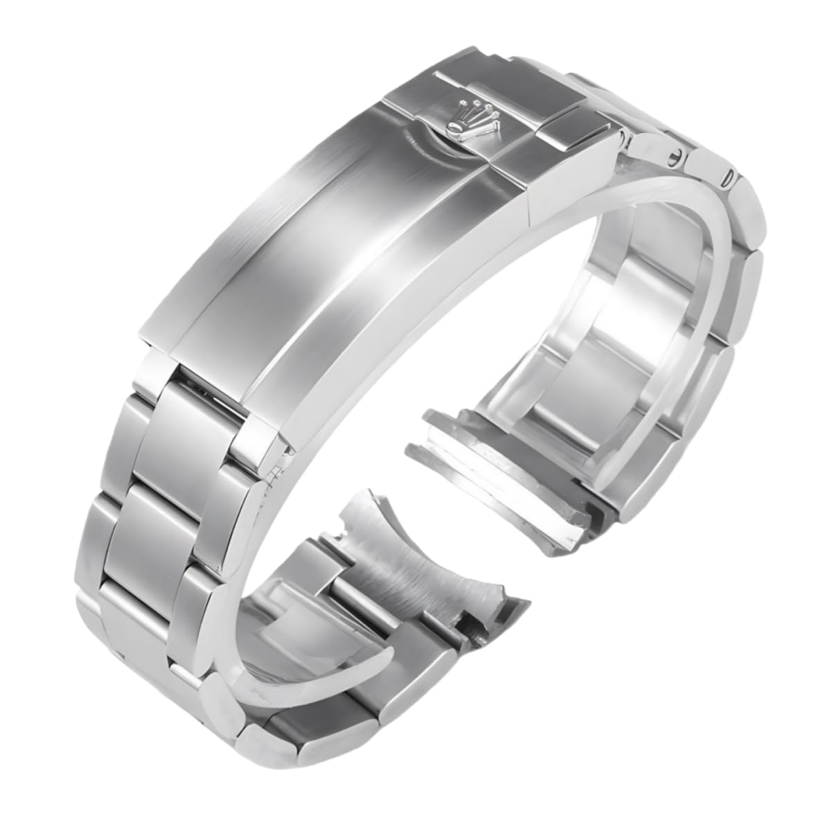 Bracelet Montre Acier Inoxydable Bracelet Métal Rechange Oyster Maillons Anses Courbées Argent pour Rolex GMT-Master