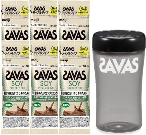 【セット買い】ザバス(SAVAS) ソイプロテイン100 ココア味 トライアルタイプ 10.5gx6袋 + ザバス プロテインシェイカー(500ml)のサムネイル