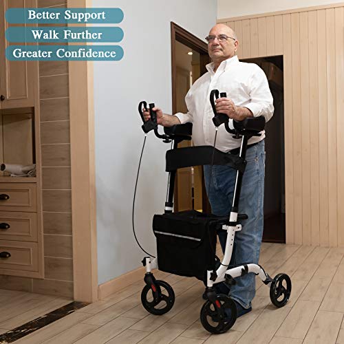 ELENKER Upright Walker, Stand Up Folding Rollator Walker Back Erect