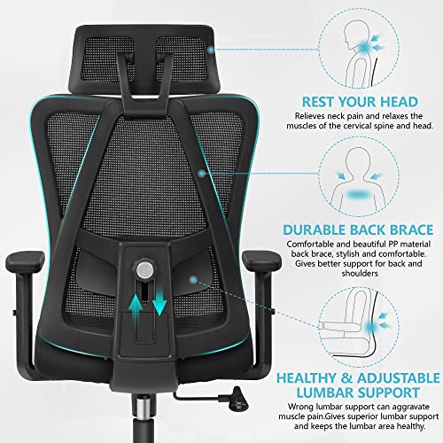 Felixking Ergonomic Office Chair, Big And Tall Office Chair, Adjustable Headrest With 2D Armrest, Lumbar Support And Pu Wheels, Swivel Computer Task Chair For Office, Tilt Function Computer Chair #TOP2