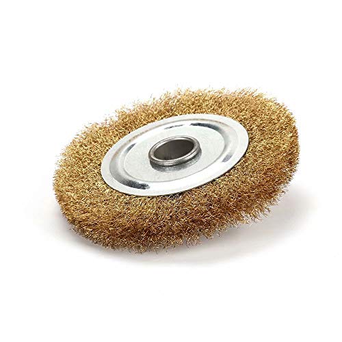 5 Inch Crimped Brass Flat Brush Copper Wire Wheel with 5/8" Bore