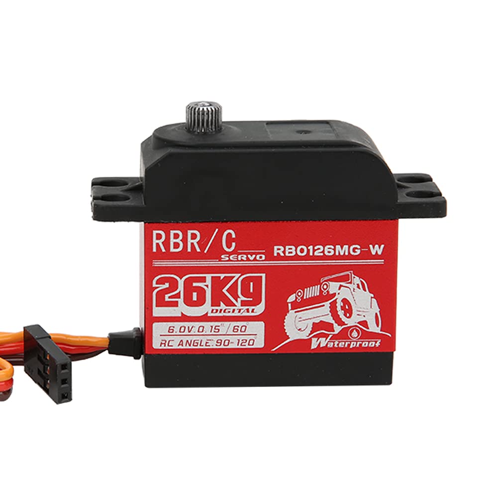 Servo Digital de Engranajes metálicos de Alto par de 26 kg para Robot RC de 1/8 y 1/10, Coche, Barco y Oruga. (RB0126MG-W Waterproof)
