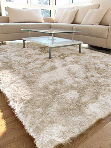 Benuta Shaggy - Alfombra de Pelo Largo Cuadrada, 60 x 60 cm, Color Beige