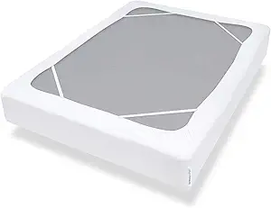 Box Spring Cover Full Size with Smooth and Elastic Woven Material, Alternates for Bed Skirt, Wrinkle & Fading Resistant, Washable, Dustproof, White