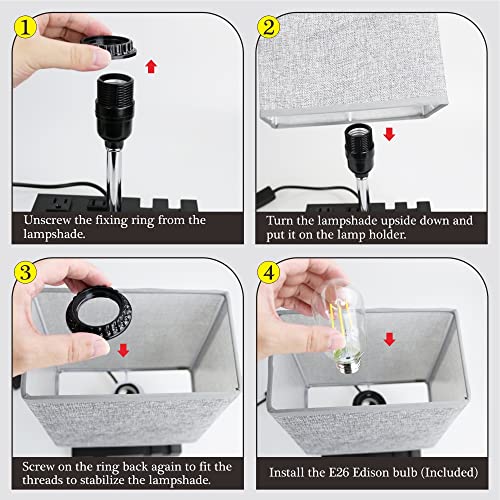 Lifeholder Touch Lamp With 2 Phone Stands, Dimmable Usb Lamp Include 2 Warm White Edison Bulbs, Grey Shade Lamp Built In 2 Usb Ports, Bedside Lamp Idea For Bedroom Or Living Room(Set Of 2) #TOP6