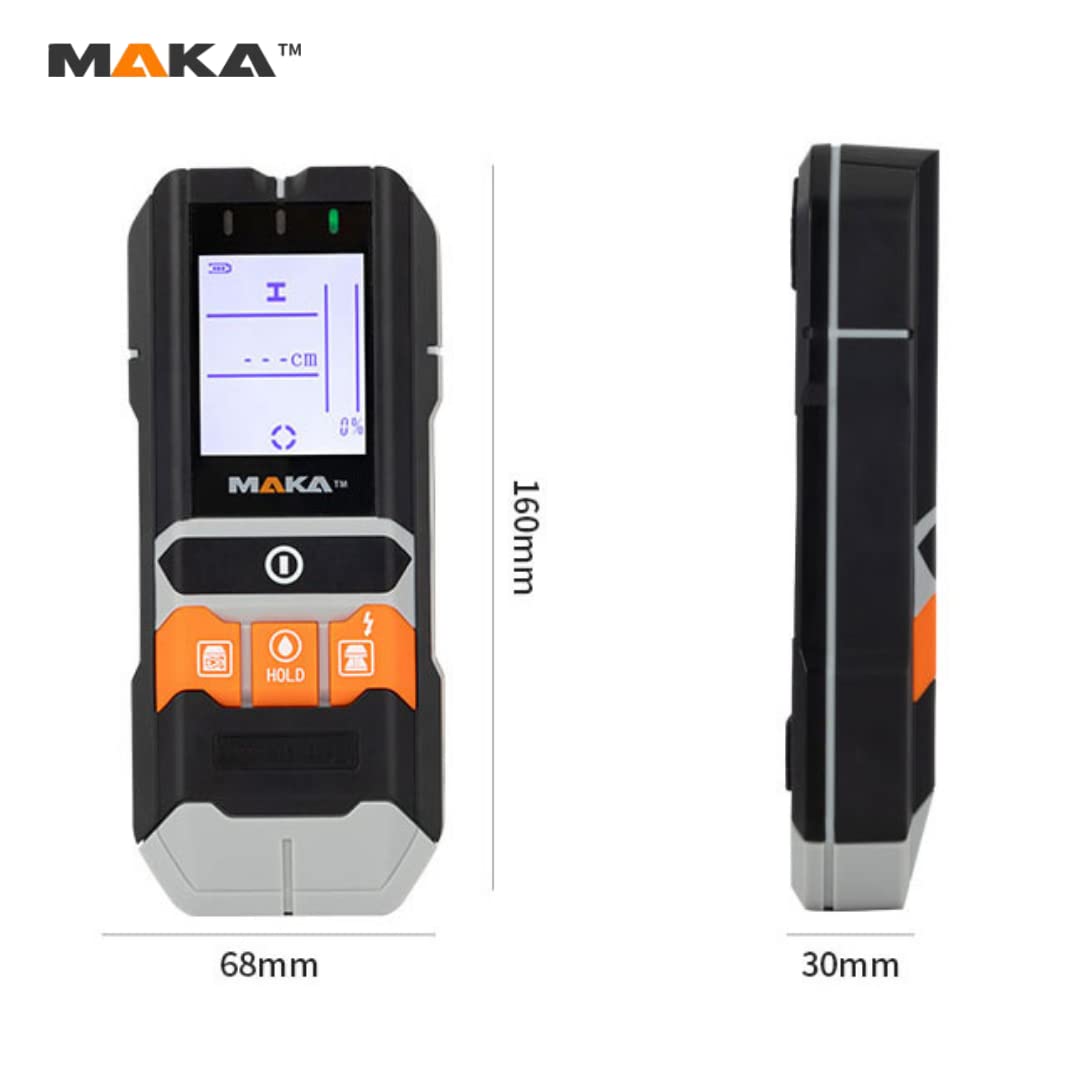 MAKA 5-in-1-Leitungsfinder Wandscanner Feuchtigkeitsmesser Metall- und Holzsucher AC