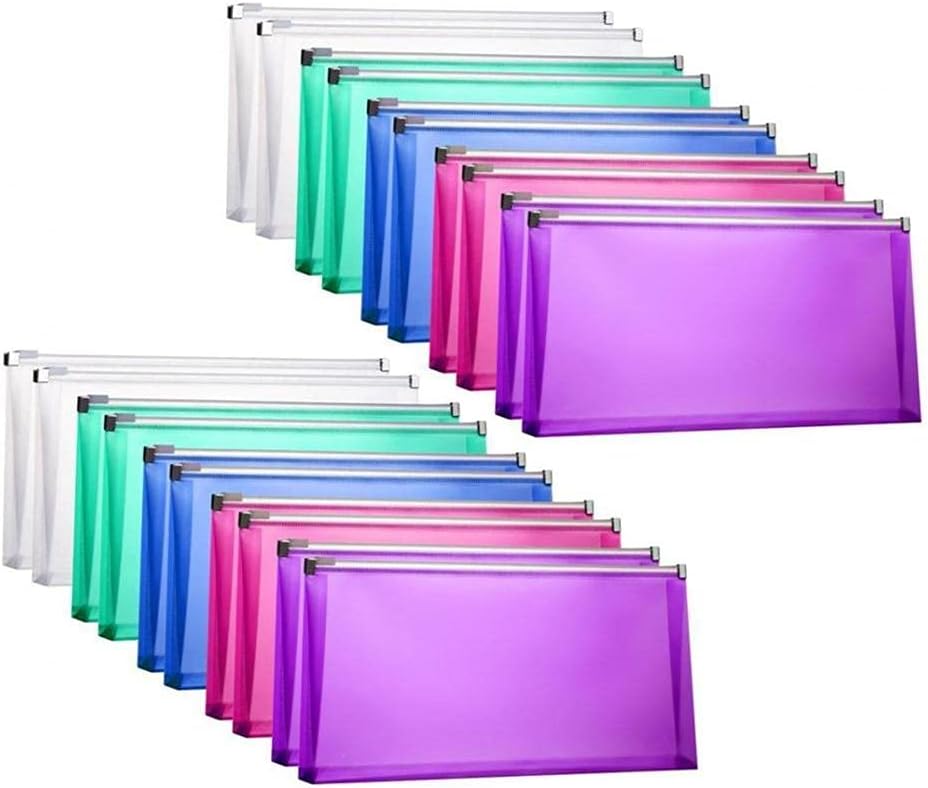 FJCA 20Packs 10 Zipper Plastic Envelopes 5 x 10 Assorted