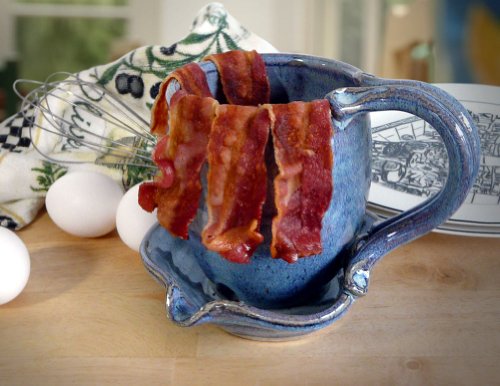 Taza artesanal de cerámica para cocinar tocino en microondas miniatura 2