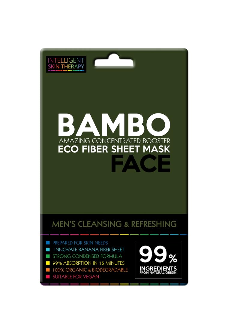 Face Mask Sheet Intelligent Skin Therapy - Cleansing & Refreshing Eco Fiber Booster Face Mask Sheet Skincare Beauty Premium Facial - MEN BAMBO Men Bamboo