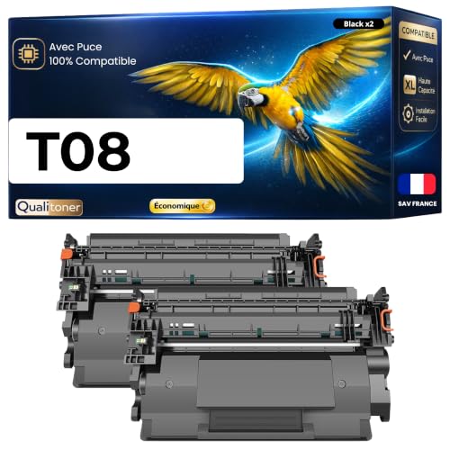 Toner compatible Canon T08 noir avec puce pour imprimante i-SENSYS X 1238i II