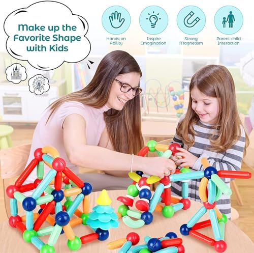 Image of Kids Craft Jumbo Size Magnetic Sticks Building Blocks for Kids Magnetic Toys for Boys Age 3+ Year Old Educational Stem Learning Magnet Stick with Balls Game Set (25 Pcs Magnetic Sticks-Ball)