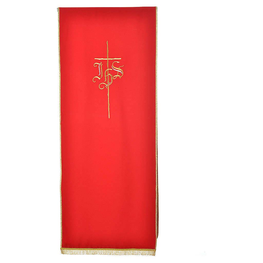 Holyart Voile de lutrin Croix IHS 100% Polyester, Rouge