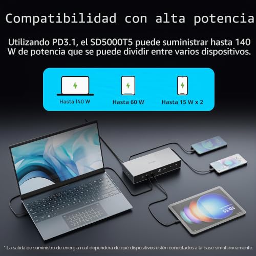 Thunderbolt 5 Estación de Acoplamiento Kensington SD5000T5 EQ 140W K35201NA 5