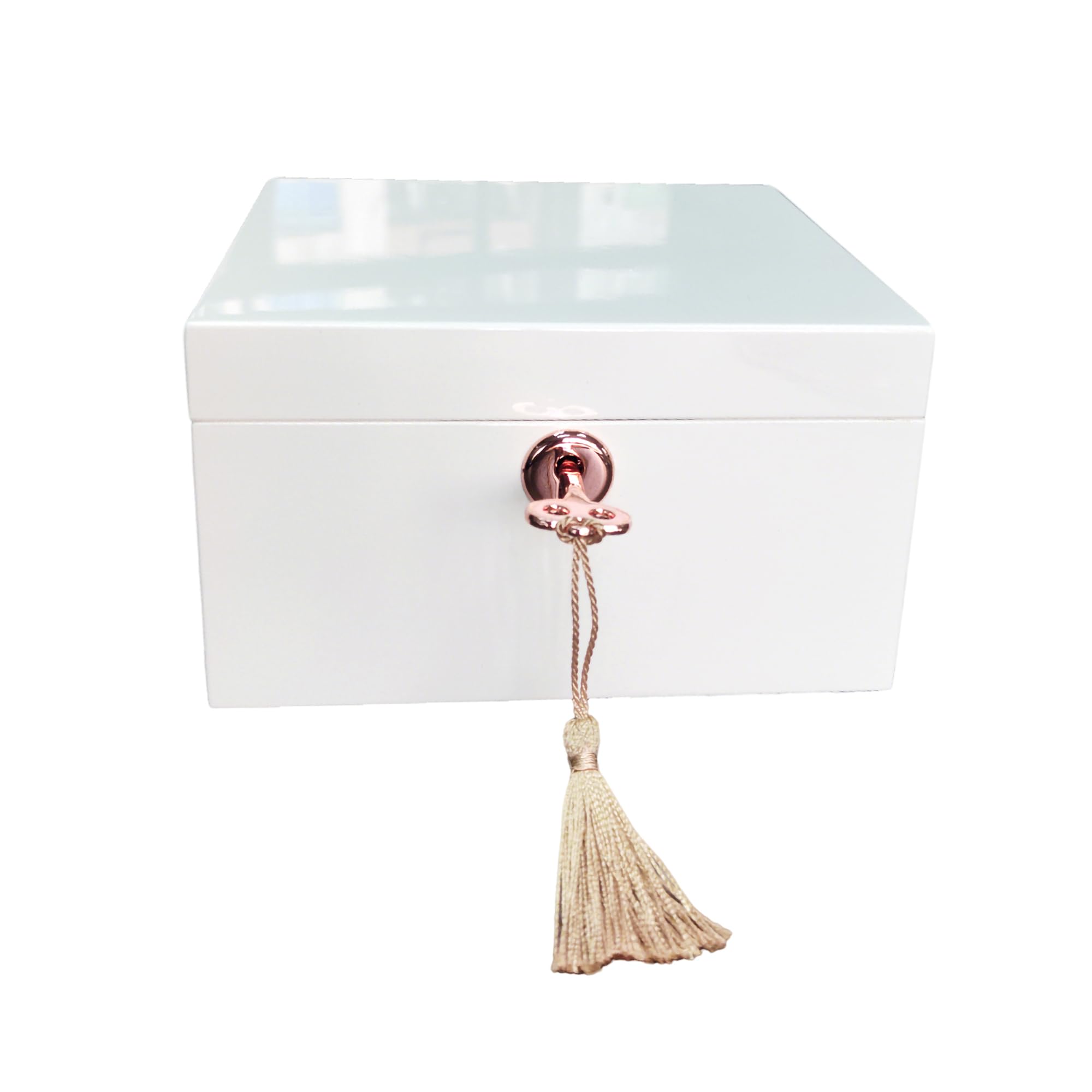 Boîte à bijoux musicale en bois blanc pour filles et femmes, boîte de rangement à bijoux, coffre à musique, cadeaux pour Noël, anniversaire, Saint-Valentin et toutes les fêtes - Finition