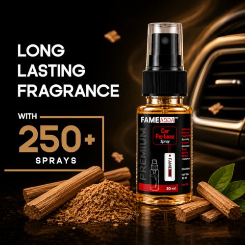 Image of Sandalwood Premium Car Perfume Luxury Spray 30 ML with Hanging Card /Travel Friendly Car Air Fresheners /Long Lasting 250+ Sprays Fragrance /Eliminates Bad Odour for Car, Office & Home