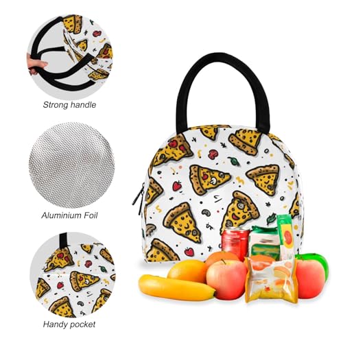 Doodle Pizza Print Backpack Set with Lunch Bag, Large Capacity Travel Backpacks and Lunch Box Insulated for Commute Hiking Picnic4