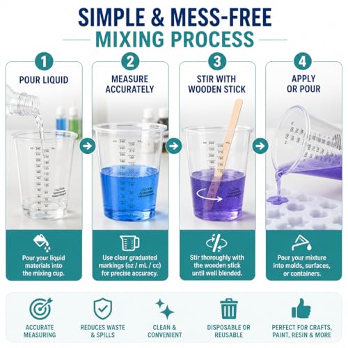 Vasos medidores plásticos transparentes 8 oz 50 pack miniatura 7