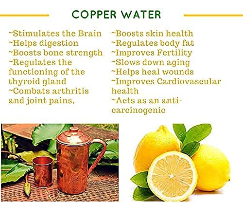 Image of Pure Copper Tamba Water Jug 1.5 Litre Storage Water, Home, Kitchen, Office,Gifts, Benefits for Health (1.5 Litre Jug) Brown
