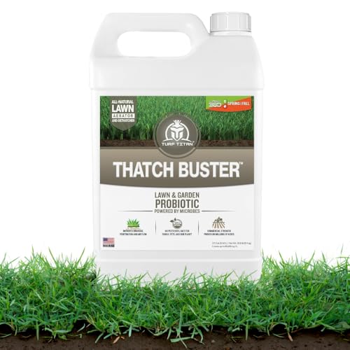Turf Titan Thatch Buster Lawn Aerator & Grass Dethatcher (1 Gallon) – All-Natural Liquid Soil Loosener & Conditioner for Green Grass – Healthy Soil in 45 Days – Covers Up to 32,000 Sq Ft