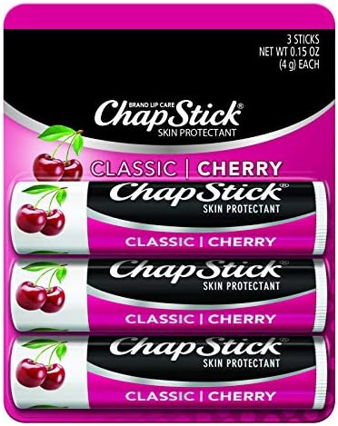 ChapStick Classic (Cherry Flavor, 0.15 Ounce, 3 Sticks) Lip Balm Tube, Skin Protectant, Lip Care (Pack of 12)