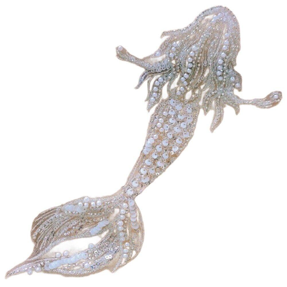Lpitoy As Shown Mermaid Patches Embroidered Iron On Sew On Sea Animals Patches Applique Motif For Clothing Jackets Hats Backpacks