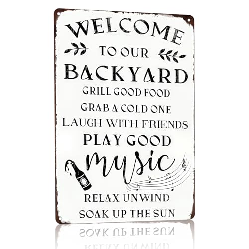 Welcome to Our Backyard Tin Sign – ASTRDECOR Metal Wall Art 8x12in...