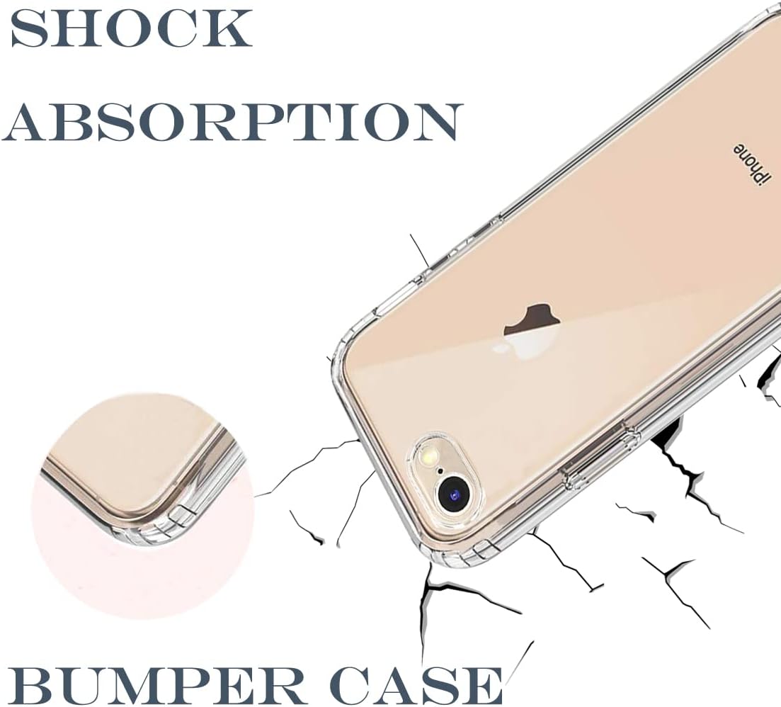 Unov Compatible with iPhone SE 2022 iPhone SE 2020 iPhone 8 iPhone 7 Case Clear Bumper Hybrid Protective Anti Yellowing Shockproof Non Slip Slim Fit (Crystal Clear)