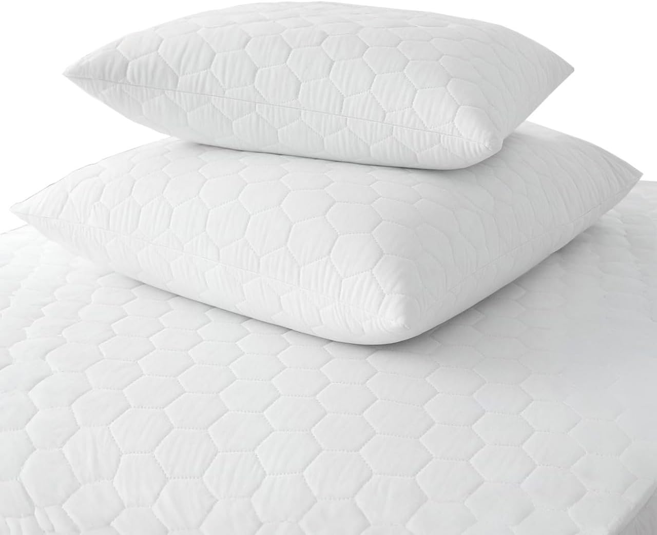 SET OF 2 NEW ZIPPERED QUILTED PILLOW COVERS - STANDARD SIZE