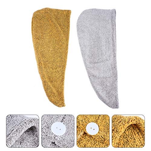 Lurrose 2 Unidades de Toalha de Cabelo de Lã de Coral para Mulheres Rápido Rápido Secagem Rápida Cab