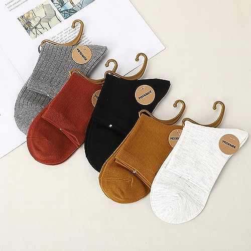 Image of Women's Cotton Socks - 5 Pairs Soft Comfortable Business Classic Socks